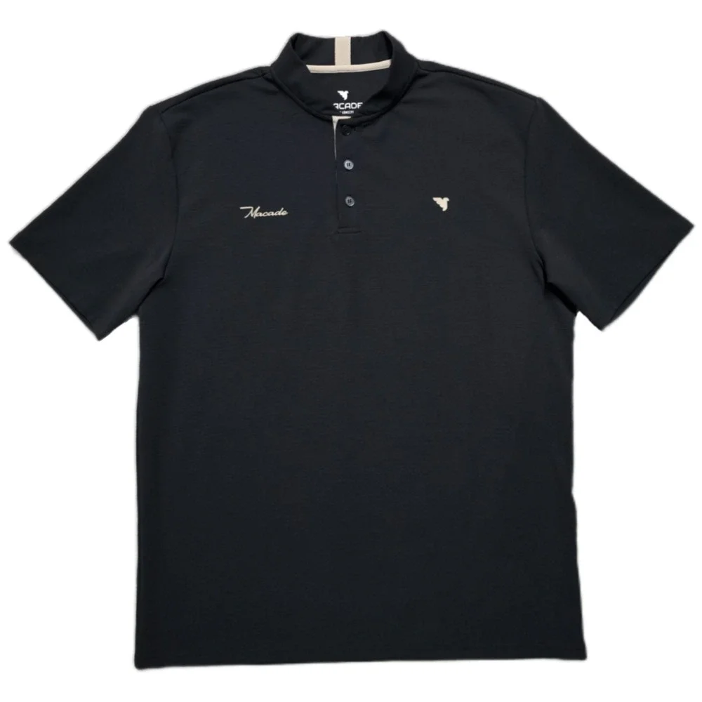 Macade Polo Mens L Black Golf Performance Blade Collar Polo Heath Bomber Shirt